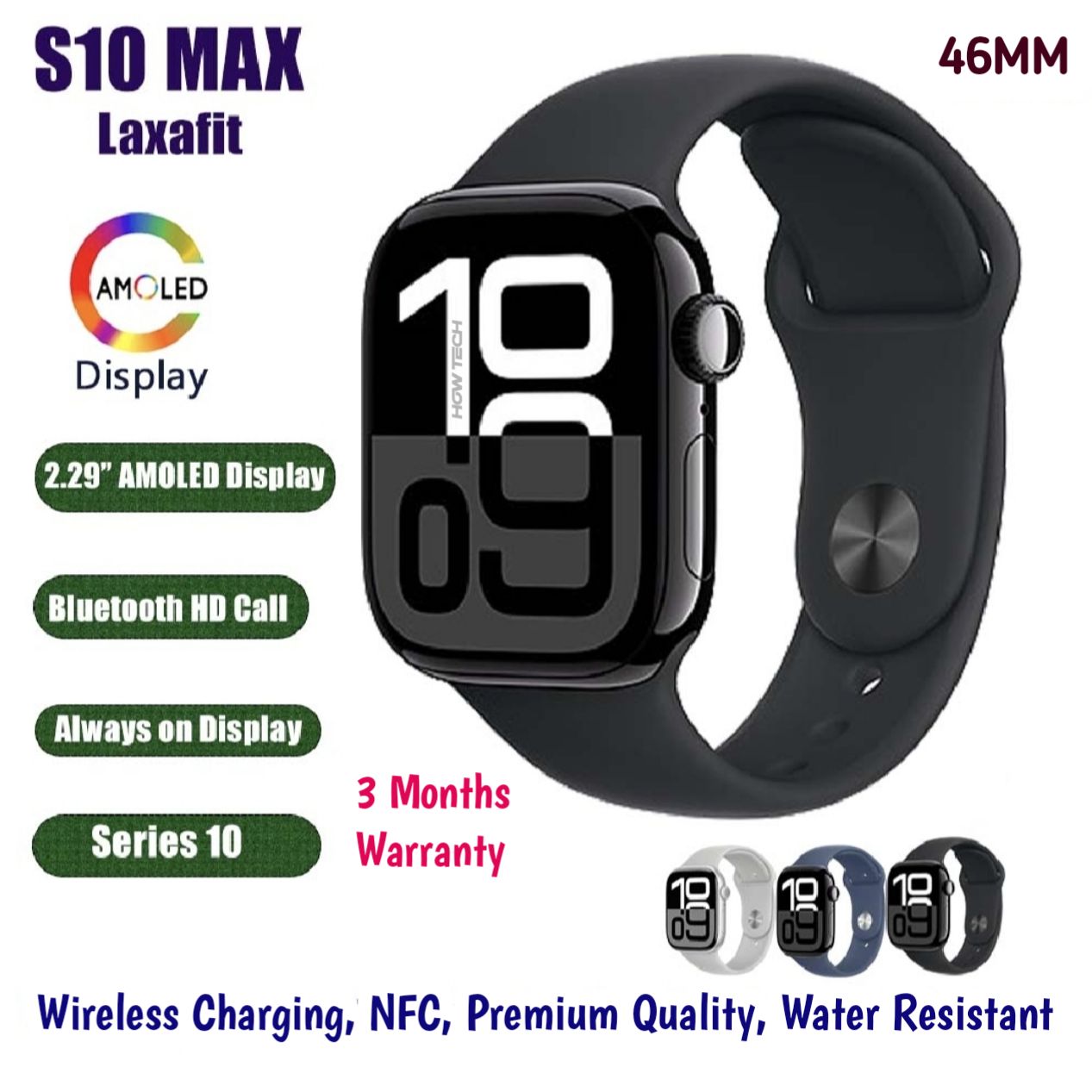 S10 Max Laxafit Smart Watch 2.29" AMOLED Display NFC Smart Watch Series 10