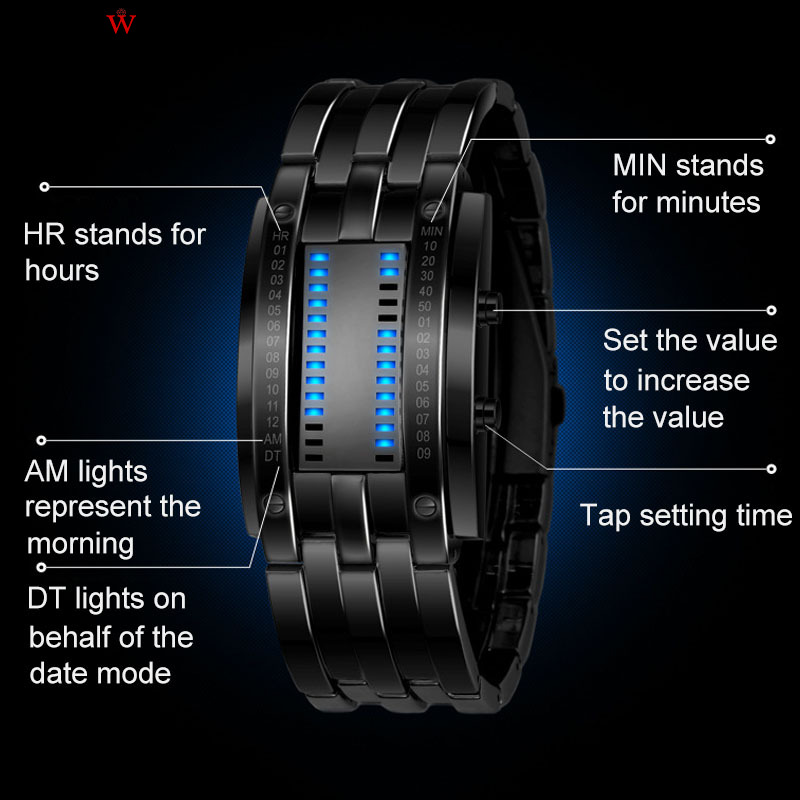 Men's Wrist LED Digital Sport Watch Matrix Waterproof Binary Multi-function Fashion Gift. 