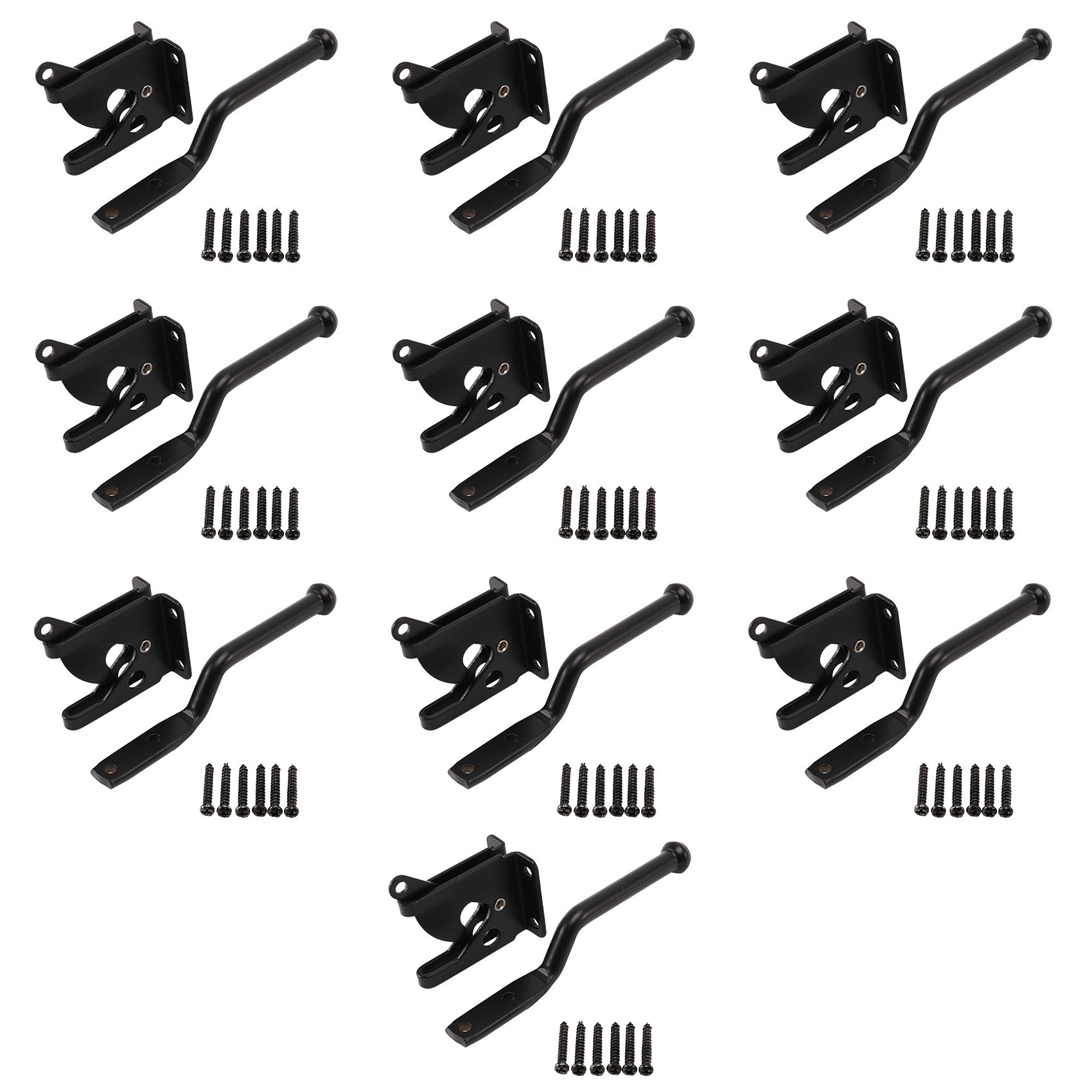 10X Self Locking Gate Latch Automatic Gravity Lever Fence Gate Lock for Wood Fence Gate Door Latches Steel Black. 