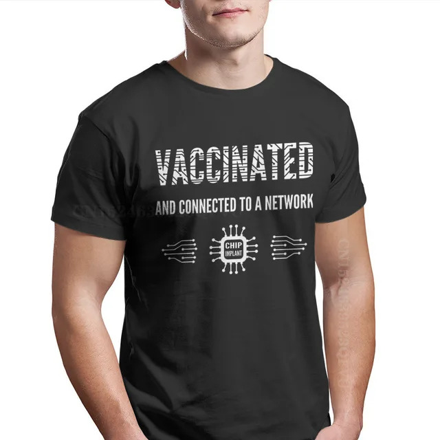 Vaccinated Connected To A Network Men Tshirts Vaccine Meme Retro Tops Fabric Men T Shirts Funny Top Quality Father's Day. 
