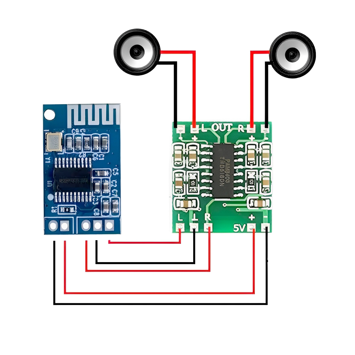 Mini Bluetooth Audio Receiver and Amplifier Module 3.3V-8V DC