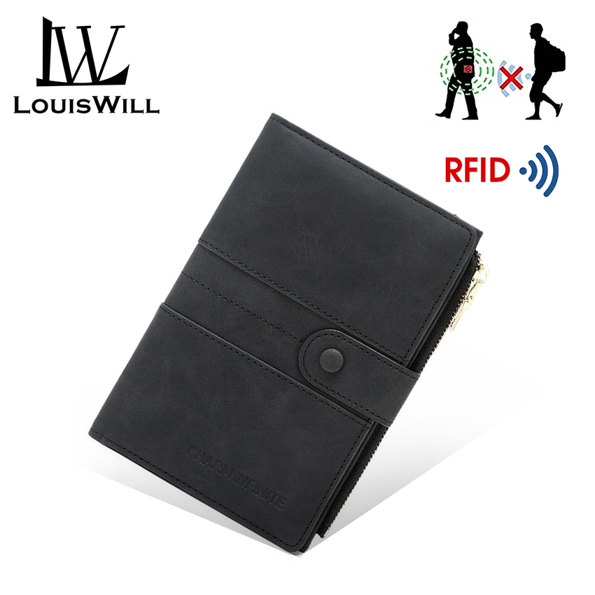 LouisWill Wallet RFI-D Card Case Matte Anti-que PU Wallet AntiThe-ft Bru-sh Pas-sport Holder Multi-Function Certificate Bag Business Wallets Co-in Bag Zipper Multi-Card Position I-D Cre-dit Cards Holders. 