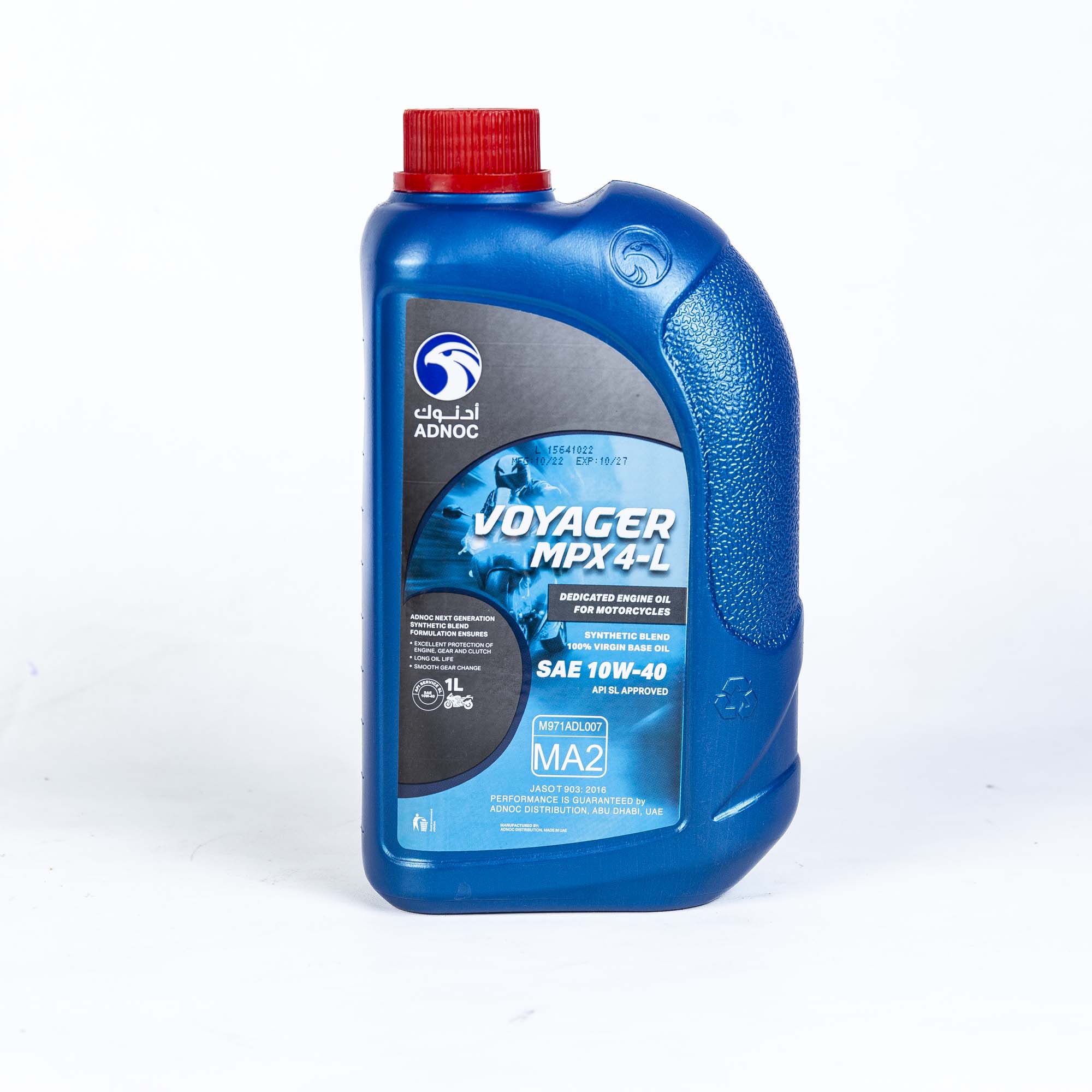 Voyager MPX4-L, SAE 10W-40, API SL/MA2, Synthetic Blend Motor Cycle Engine Oil_1 Liter