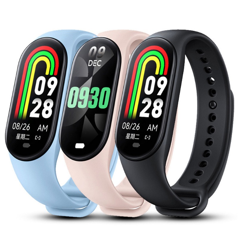 M8 Smart Bracelet Watch Fitness Tracking Heart Rate Waterproof Bluetooth Position Message Notification Multi-lingual Wristbands. 