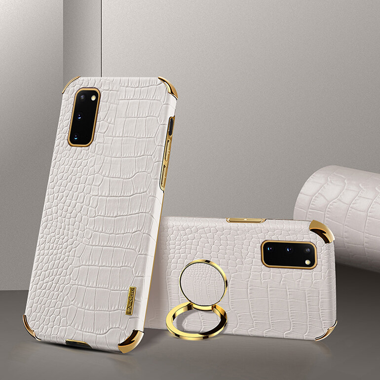 xprmy for Samsung Galaxy S20 / Galaxy S20 5G Phone Case Crocodile Leather Texture Electroplated Frame Camera Protection Soft TPU Shockproof Full Protection Back Cover