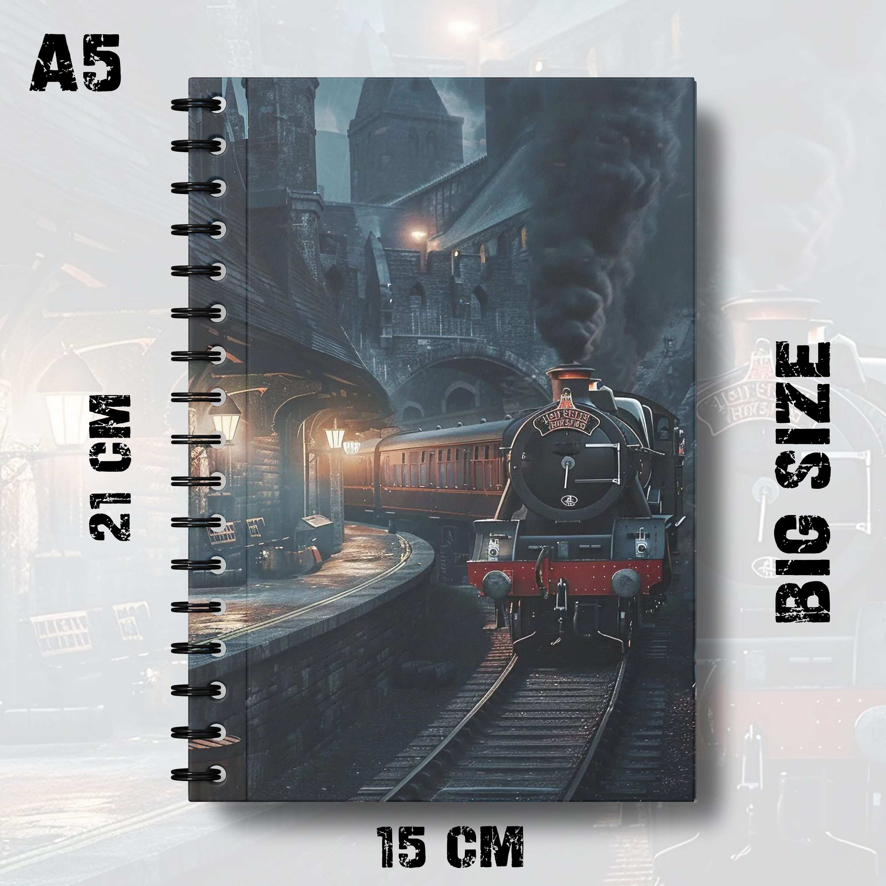 Notebook 90s Train Theme Design Writing Journal Pad K757. 