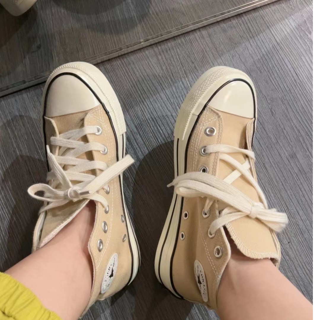 Xixi-Four Seasons Retro Hong Kong Style High-Top Canvas Shoes（Refund Is Not Supported.）. 