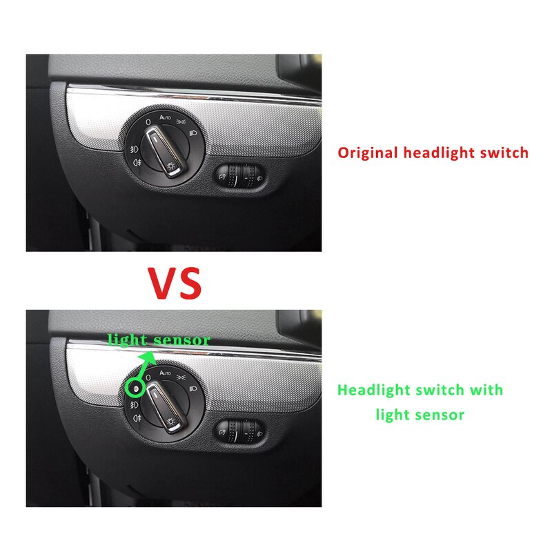 Car headlight switch for Volkswagen Golf Jetta MK5 MK6 automatic foglight module for Passat B6 B7 CC light sensor control button-Type D. 