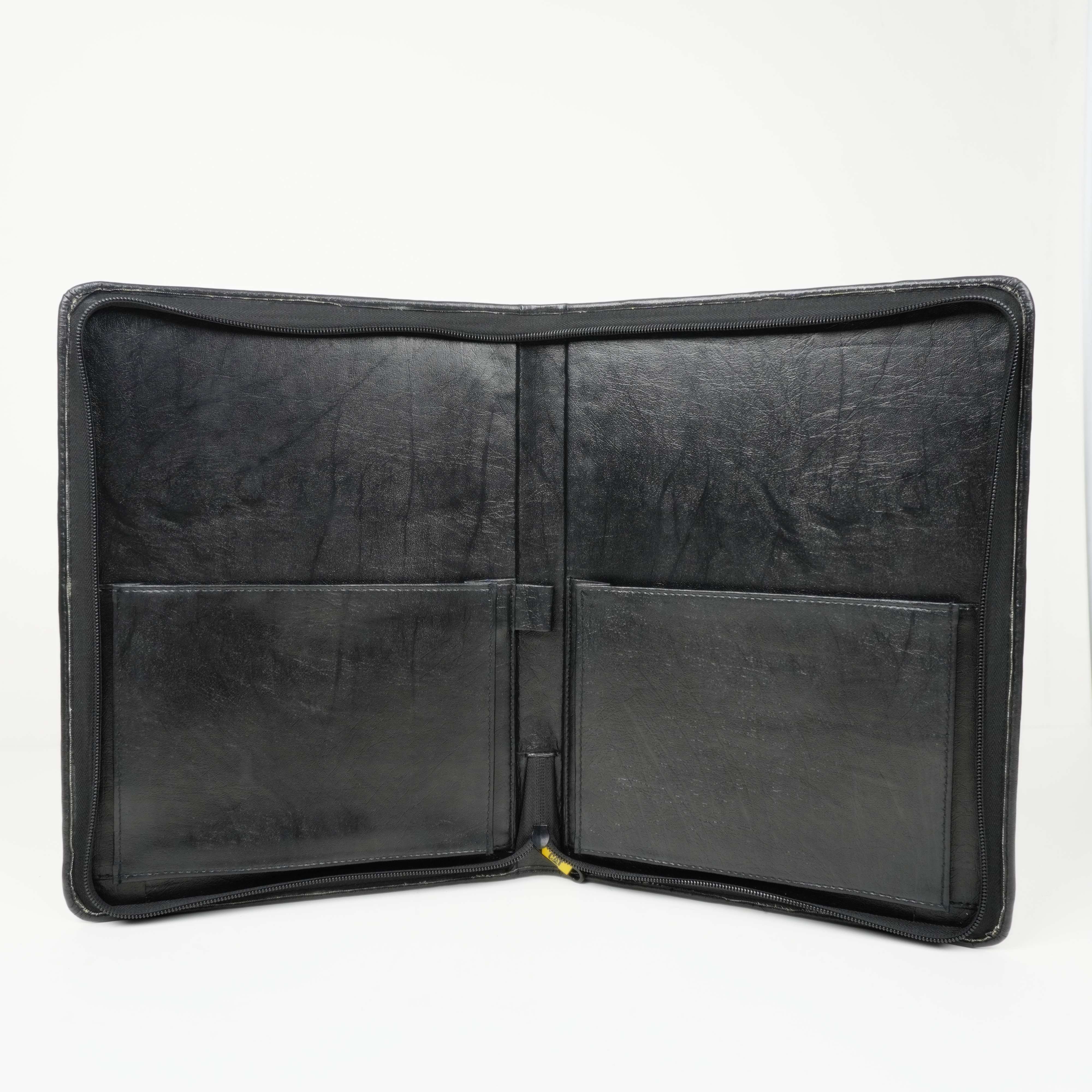 ZD Leather 13/10 inch Artificial Leather Document Organizer 2 pockets - Black. 