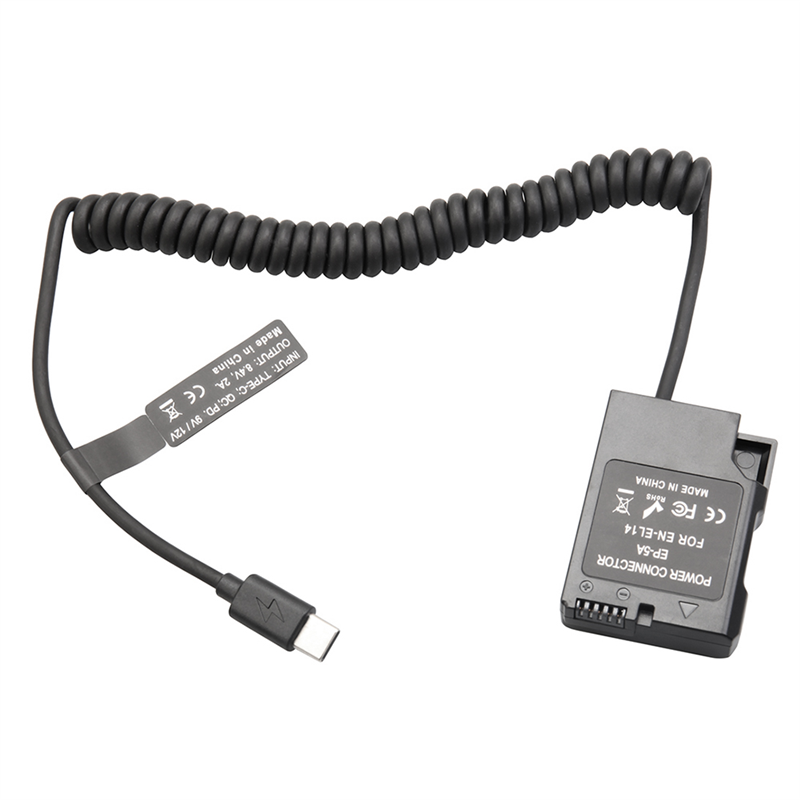 EL14 Dummy Coupler Battery Type-C Spring Cable for Nikon D3100 D3500 D5100 D5200 D5300 D5600 P7000 P7100 P7700 P7800 Replacement Accessories. 