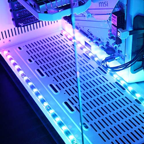 PC Computer SMD5050 4PIN 12V RGB Strip Light for Modding PC Chassis LED Light Strip Compatible with ASUS Aura Sync, Gigabyte RGB Fusion, MSI Mystic Light, ASRock RGB 4Pin Header. 
