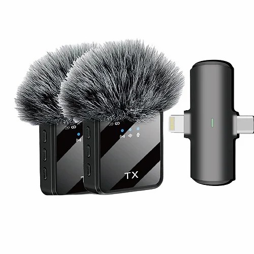 Microphone 2in1 Wireless Lavalier F15-2 USB Type C + i Phone. 