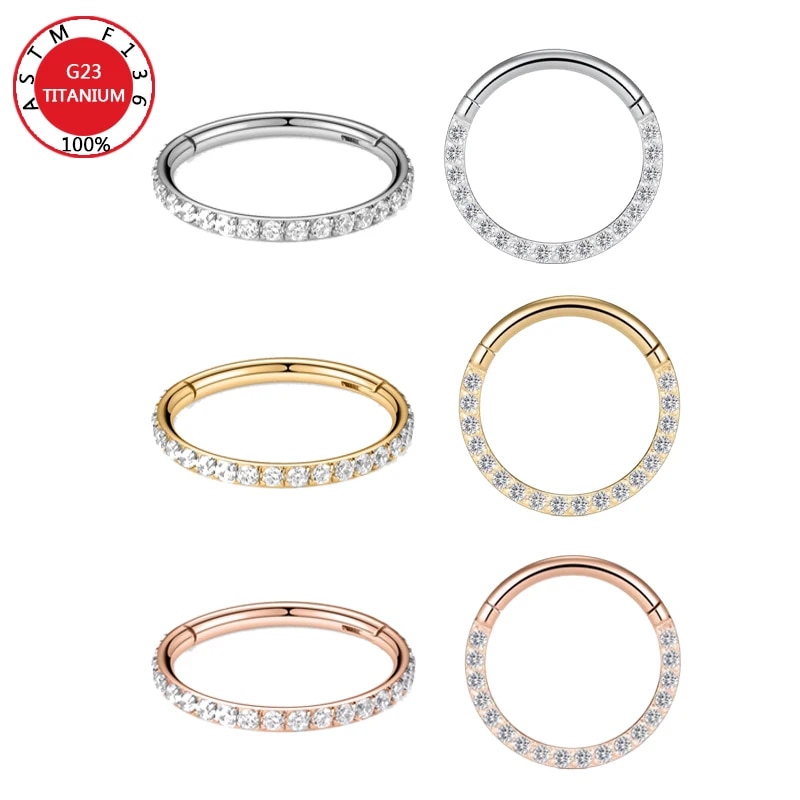 G23 Titanium Nose Rings Piercings High Quality Zircon Stone Hight Segment Open Small Septum Piercing Earrings Helix Body Jewelry. 