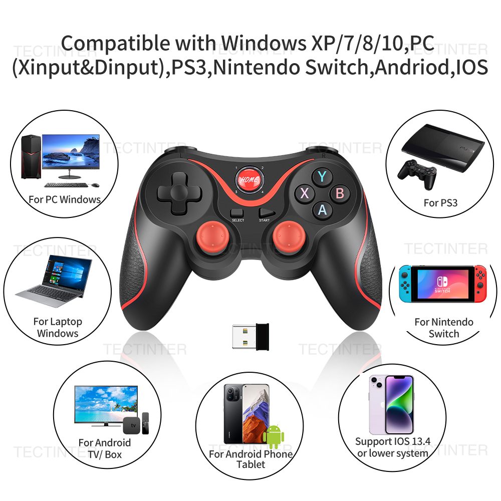 Terios T3 X3 Support Bluetooth Gamepad Joystick For PC/PS3/IOS Phone Wireless Game Controller For Nintendo Switch Accessories. 