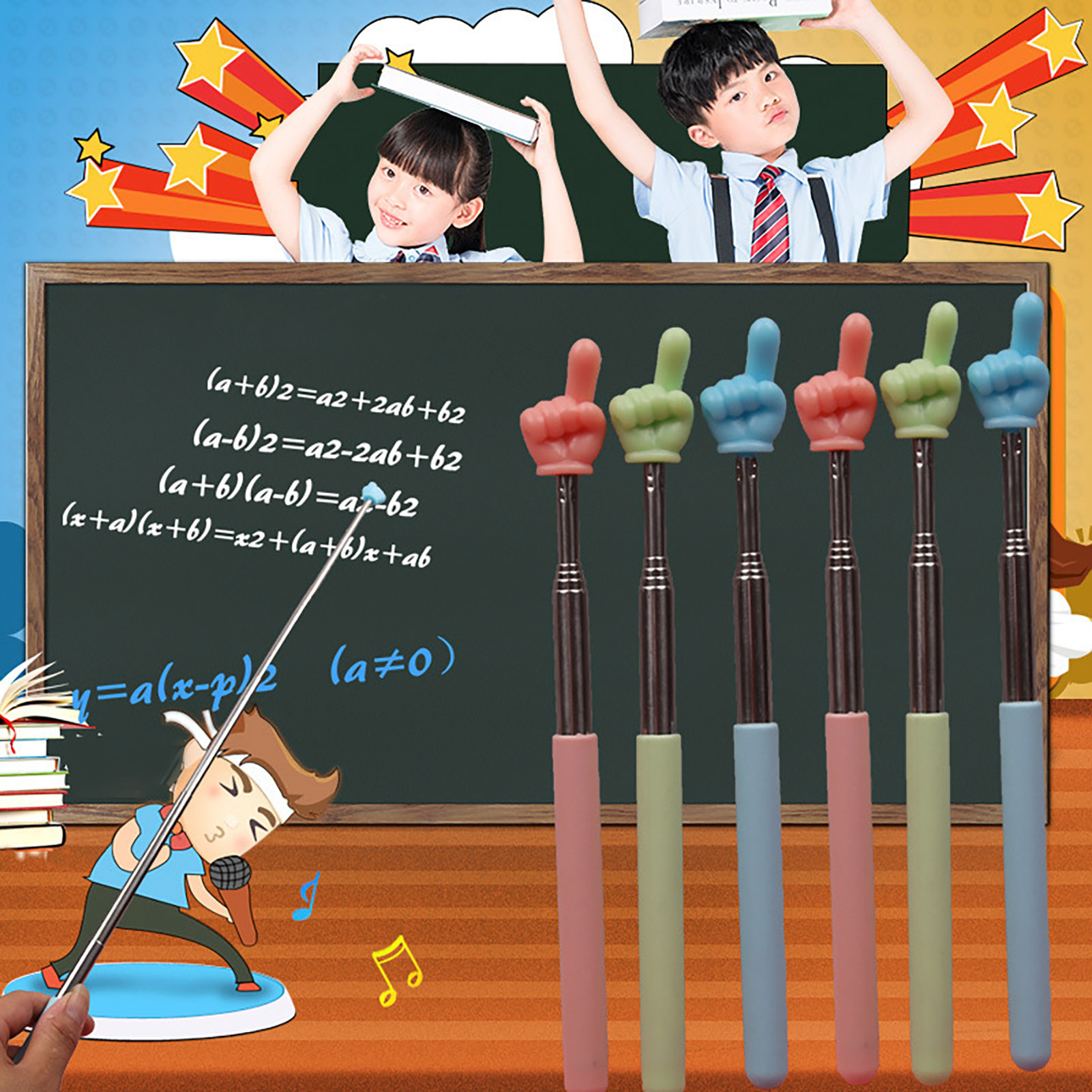 Finger Reading Stick Telescopic Stainless Steel Pointer for Presentations Teaching Lightweight Portable Handheld Presenter Stick Ppt Presentation Pointer. 