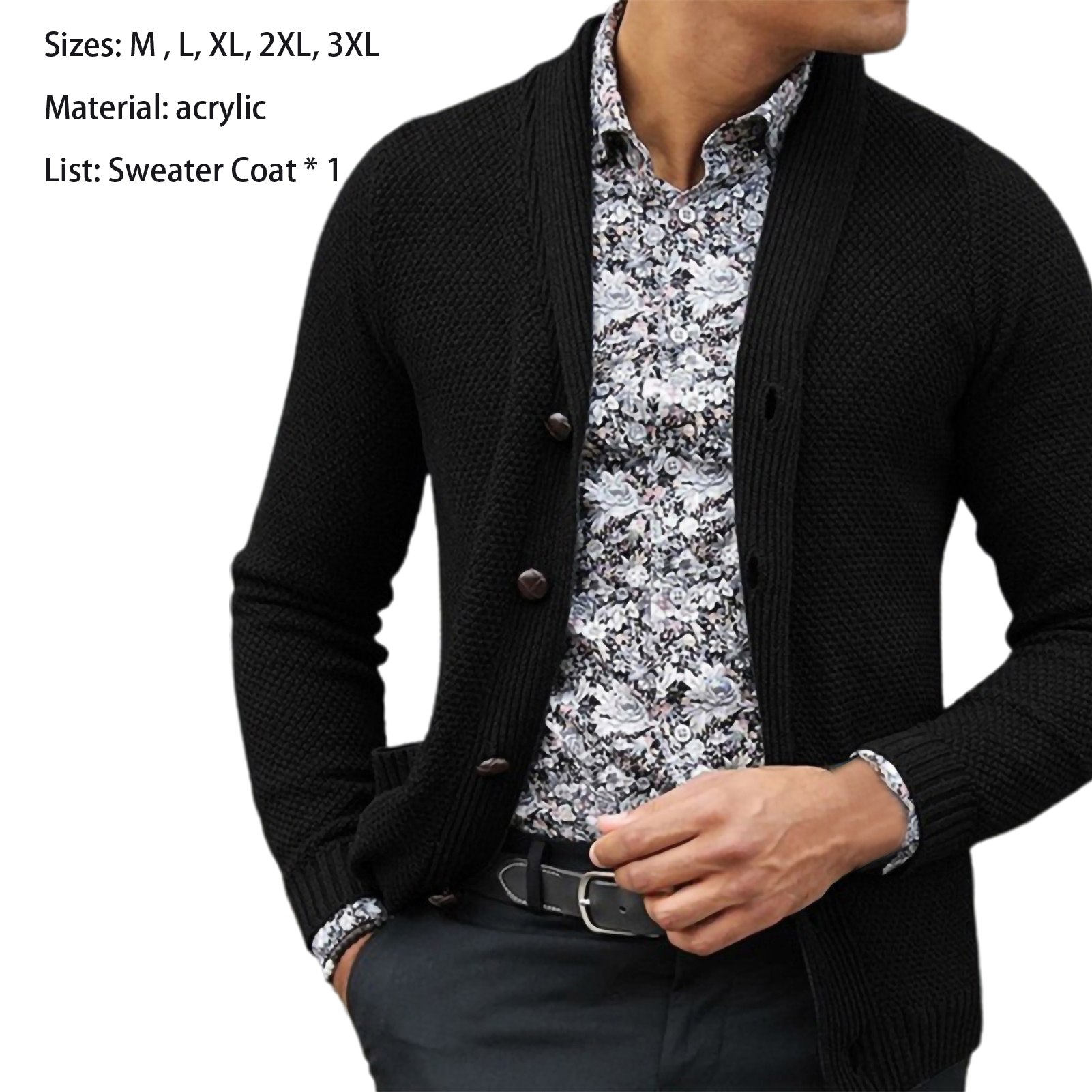 Men Sweater Coat Solid Color Pure Color Buttons Sweater Coat. 
