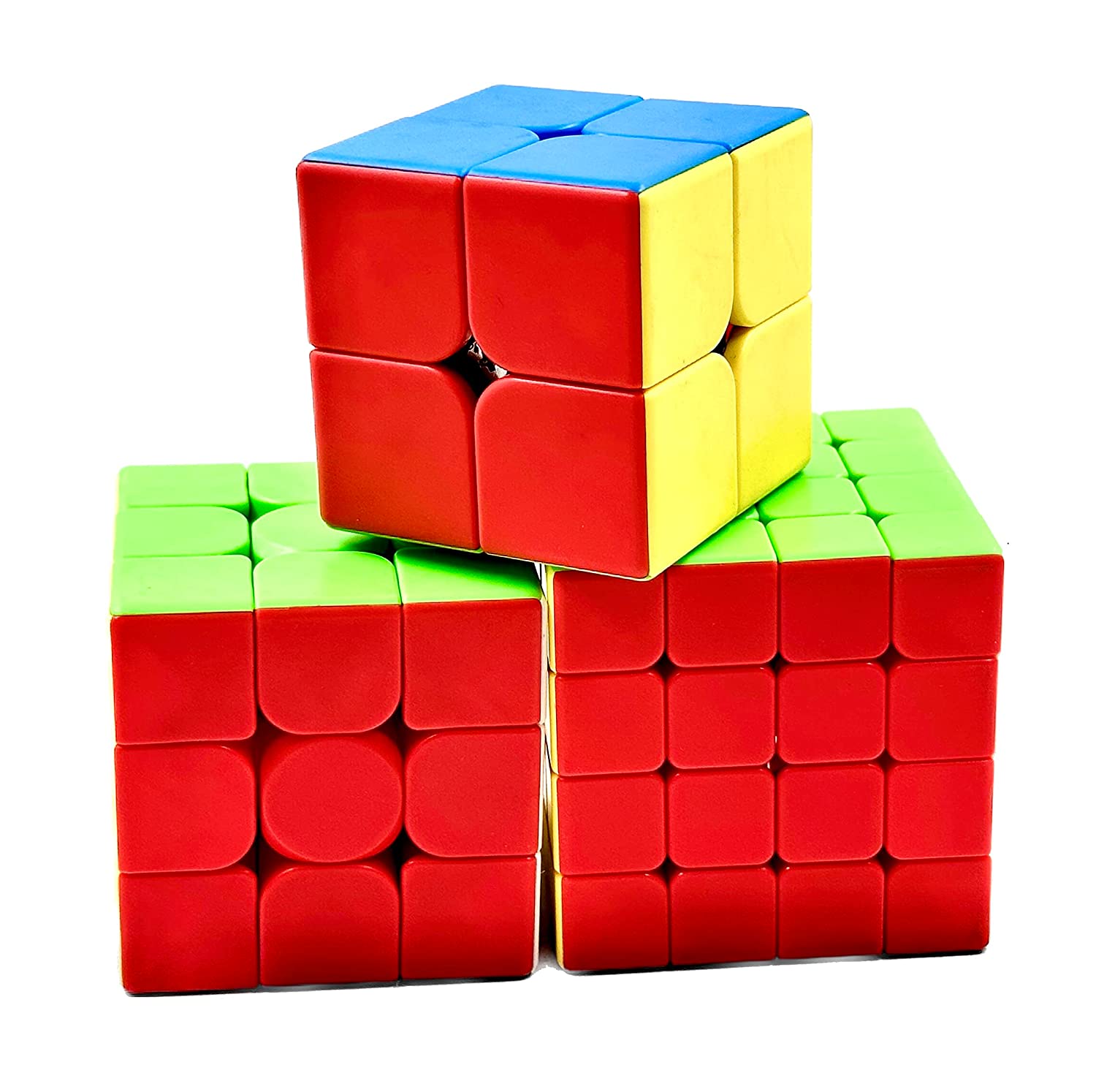D ETERNAL Cube Combo Set Of 2x2 3x3 4x4 high Speed Stickerless Puzzle Cube For 14 Years And Up, Multicolor, Pack Of 1. 