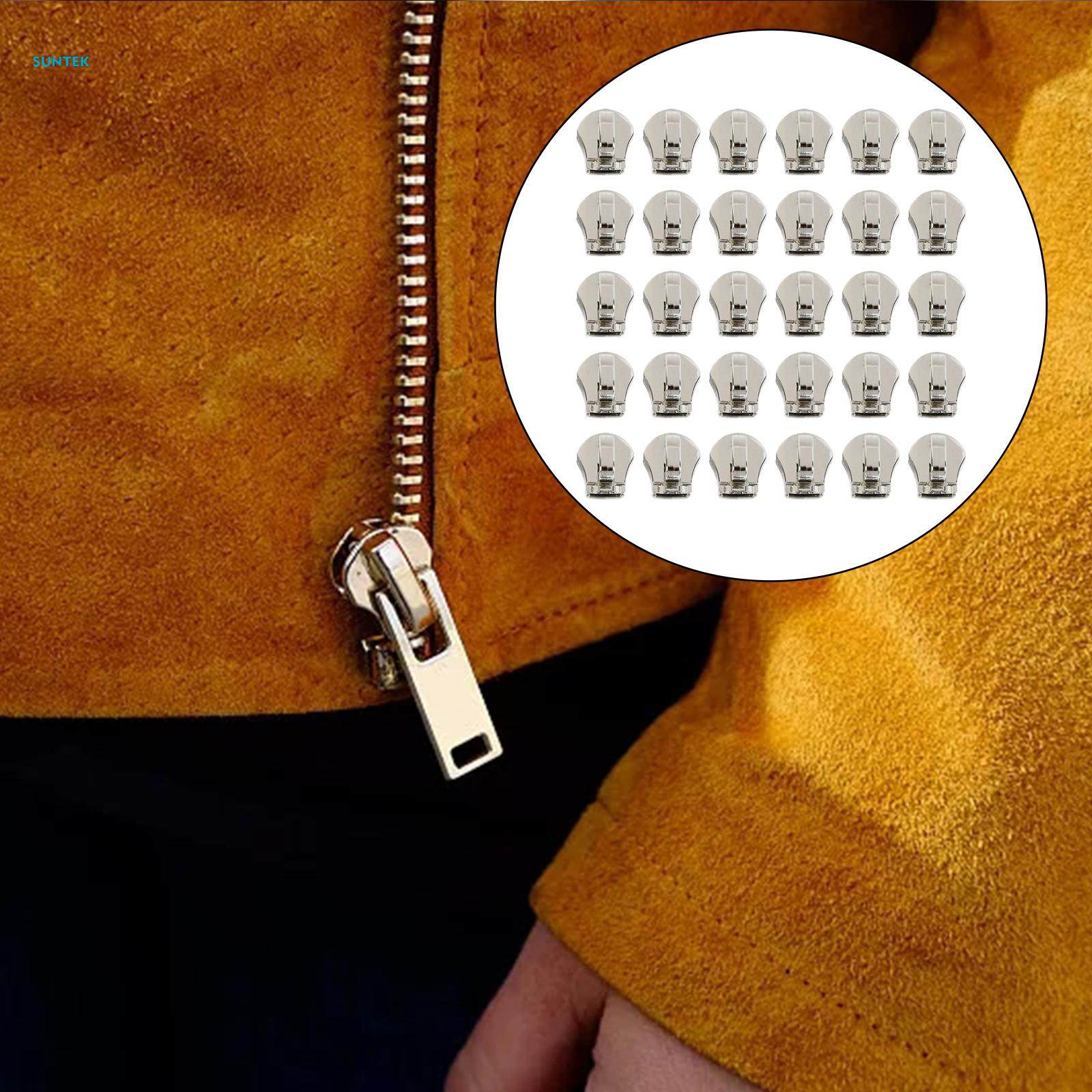 30Pcs Zipper Sliders Only #5 Zip Slides Metal Zip Pulls Not Included for Repairing Coats, Jackets. 