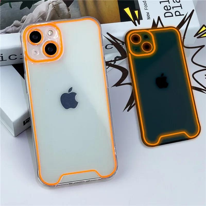 Night Light Luminous Silicone Soft Phone Case For iPhone 14 happy11 12 13 14 15 Pro Max Plus XR XS Max Transparent Back Cover. 