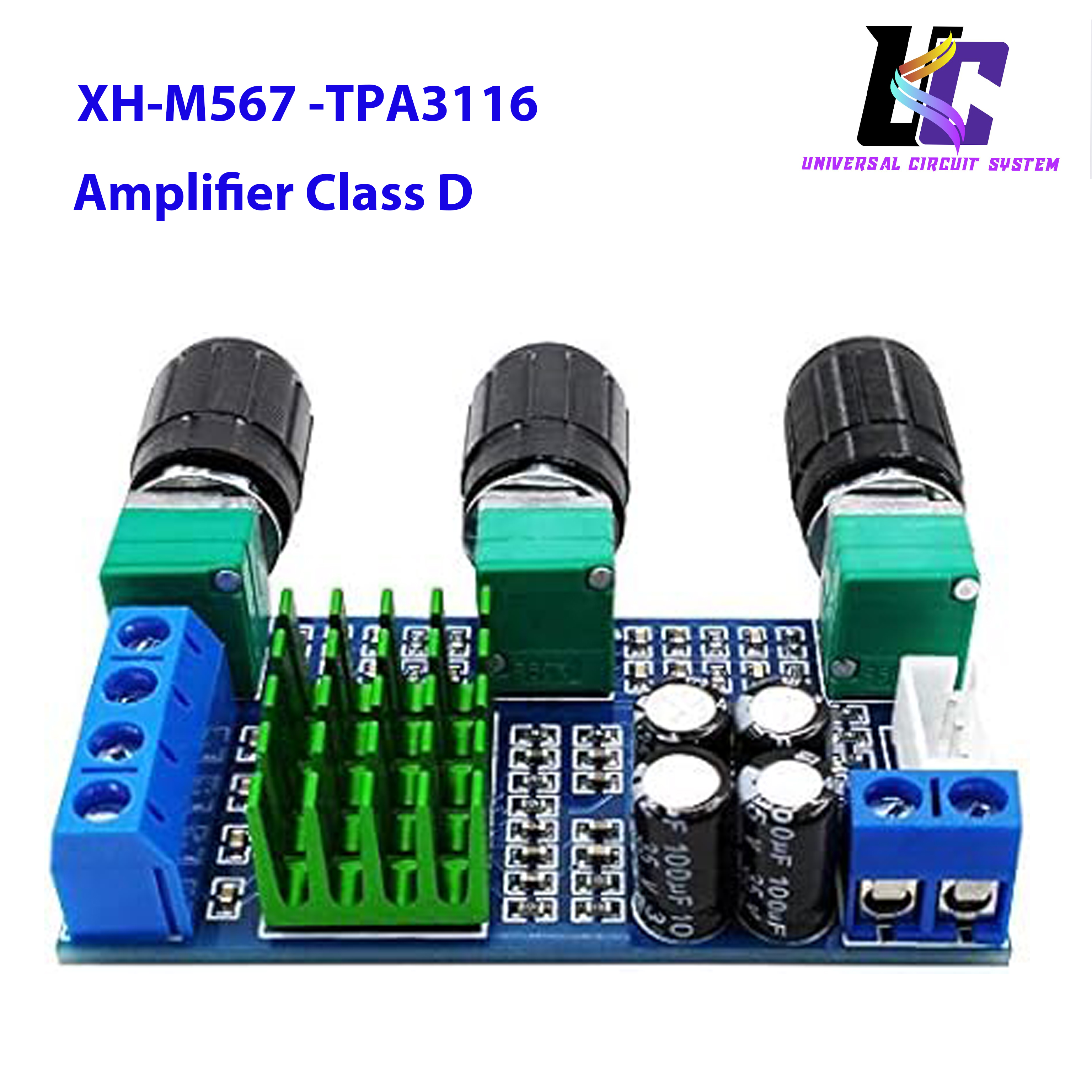 XH-M567 TPA3116D2 High and Low Sound Adjustment Audio Control Amplifier Two-Channel Digital Power Amplifier Board Onboard op amp Double 80W. 
