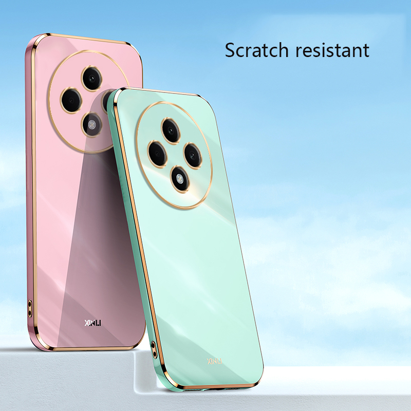 Tokifu For OPPO Reno 12F Case Luxury 6D Plating Soft Back Cover Silicone Phone Cases With Stand. 