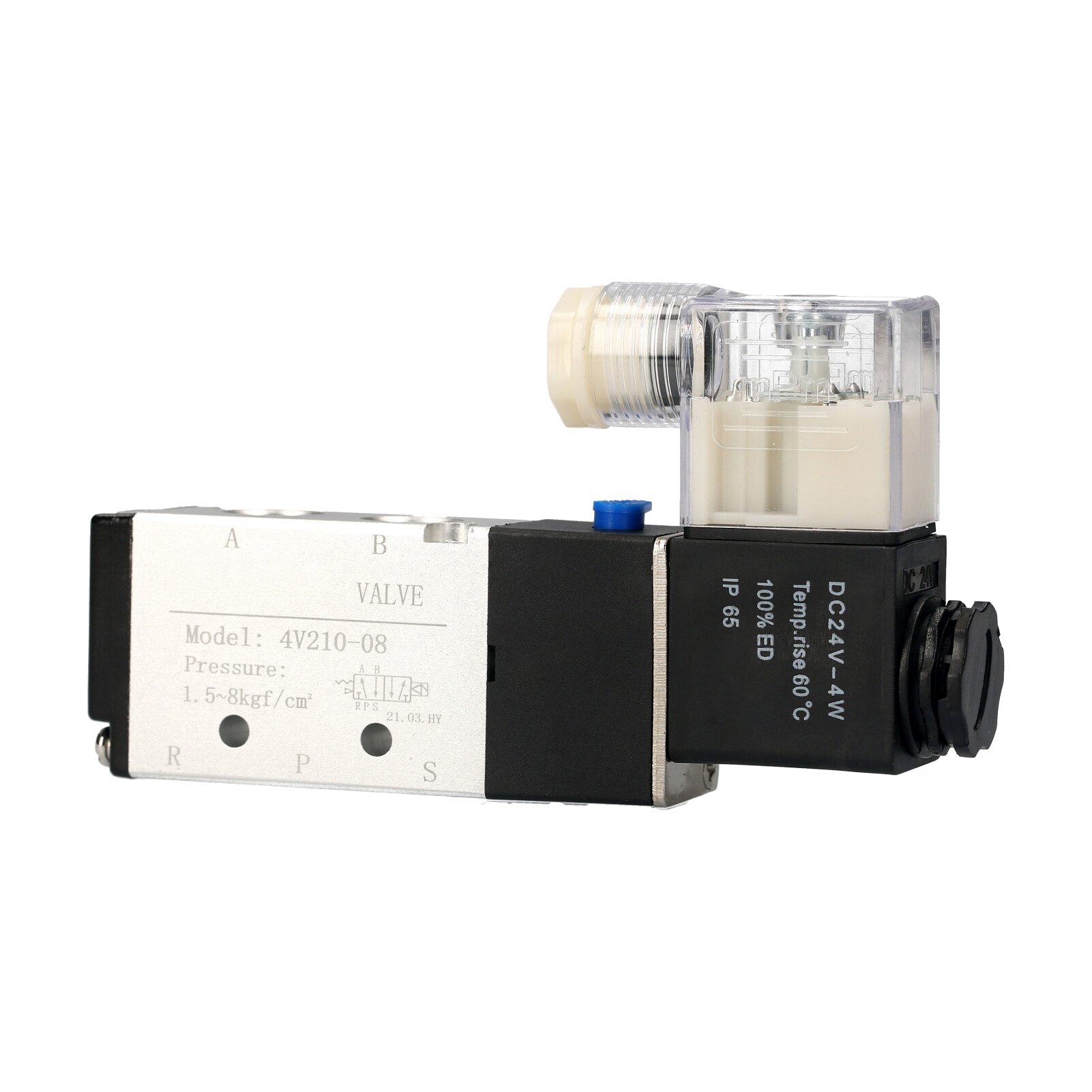 Pneumatic Air Control Solenoid Valve DC 24V PT1/4'' 5 Way 2 Position Internally Piloted Acting Type Single Electrical Control. 