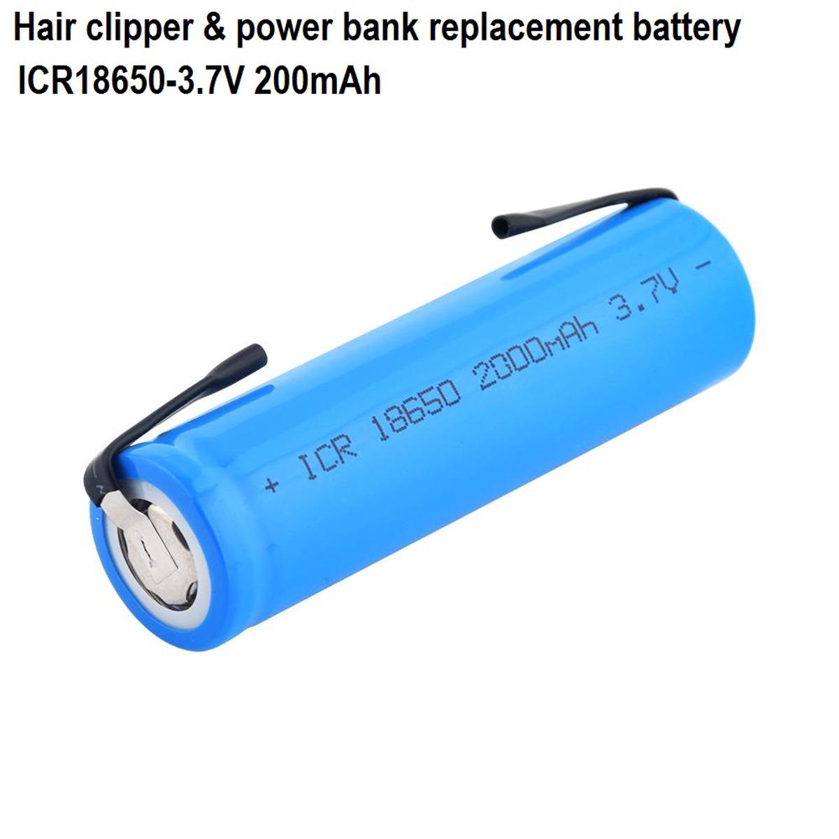 ICR18650 3.7V 2000mAh High Capacity Lithium-ion Rechargeable Battery With Nickel Strip/Soldering Tabs For Various DC Devices - 1 Piece