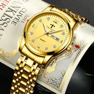 Gents watch hotsell golden colour