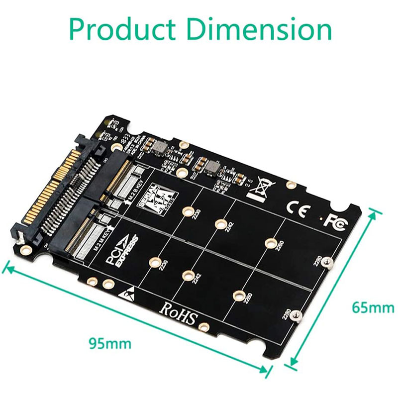 2 In 1 M.2 NVMe SATA U2 M.2 NVME SSD Key M Key B SSD To U.2 SFF-8639 Adapter PCIe M2 Converter Desktop Computer Parts. 