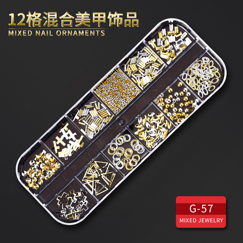 12 Grid Multi-size Nail Rhinestones 3D Crystal AB Clear Nail Stones Gems Pearl DIY Nail Art Decorations Gold Silver Rivet Rhines