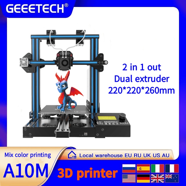 FDM 3D Printer Geeetech Upgrated Version A20T A10T A10M Mizar M 3D Printer Dual Triple Color Mixing, High precision 3d printing. 