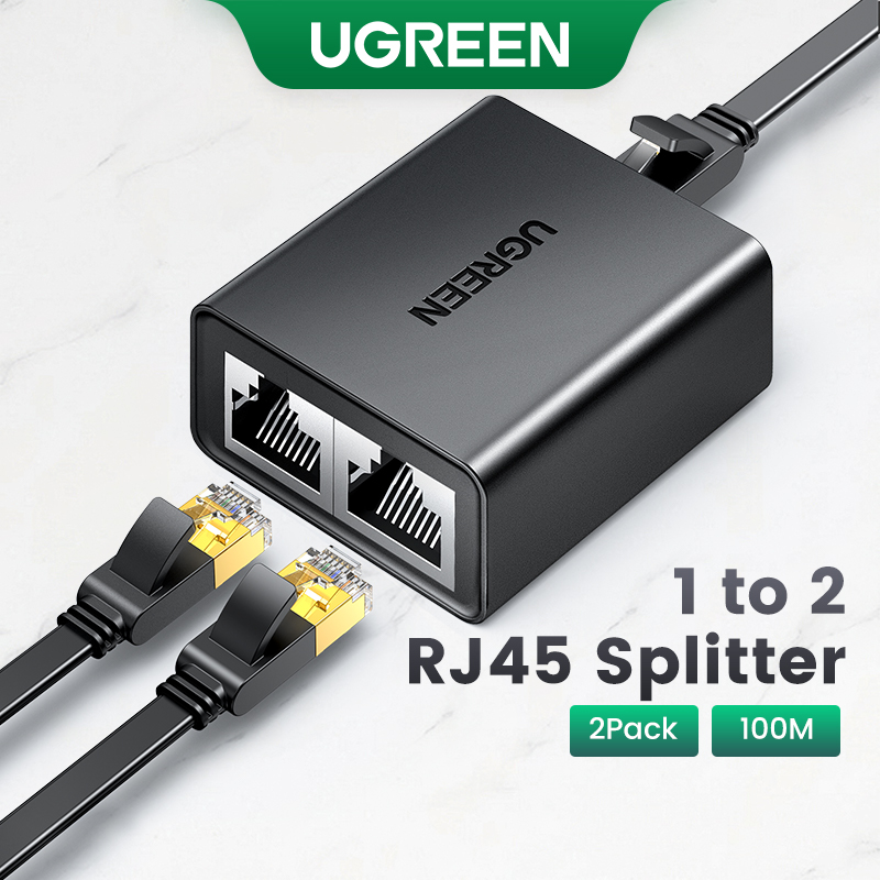 UGREEN RJ45 Splitter 1 to 2 Ethernet Adapter Internet Network Cable Extender RJ45 Connector Coupler for PC TV Box Router Cat6. 