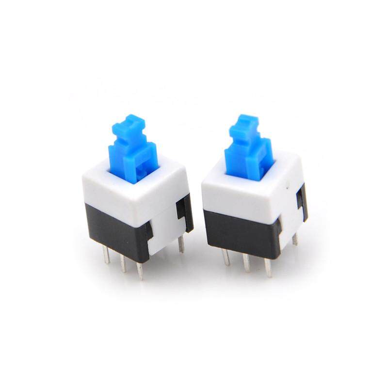10pcs/Set Square 8x8mm 6 Pin Dpdt Mini Push Button Self-Locking Multimeter Switches. 
