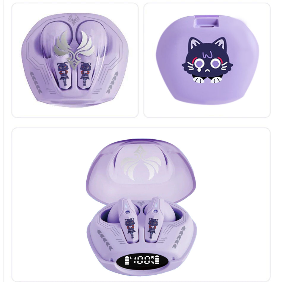 Genshin Impact TWS Earphones Wanderer Meow Wireless Bluetooth Headphones Long Endurance Noise Reduction Earbuds with Tip Tone. 