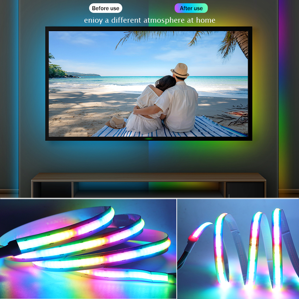 DC 5V USB Bluetooth APP SK6812 RGB COB Strip 332Leds/M TV Background Lamp Dream Color Flexible Ribbon Tape Rope LED Light. 