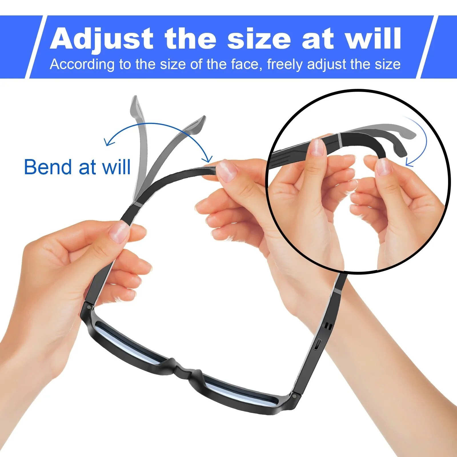 Smart Glasses Bluetooth 5.0 Audio Glasses,Headsets Smart Glasses, Noise Canceling Mic UV Glasses for Blue Light Filter Wearable. 