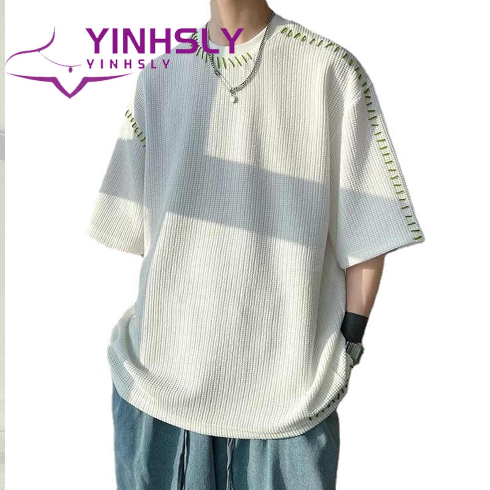 Pullover Top Waffle Fabric Hip Hop Style Solid Color Tee Shirt. 