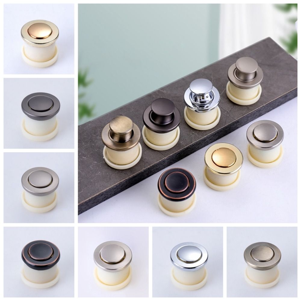 Cabinet Pull Minimalist Zinc Alloy Door Handle Pop-up Invisible Wardrobe Cabinet Knobs Retractable Embedded Spring Bouncing Handle Household