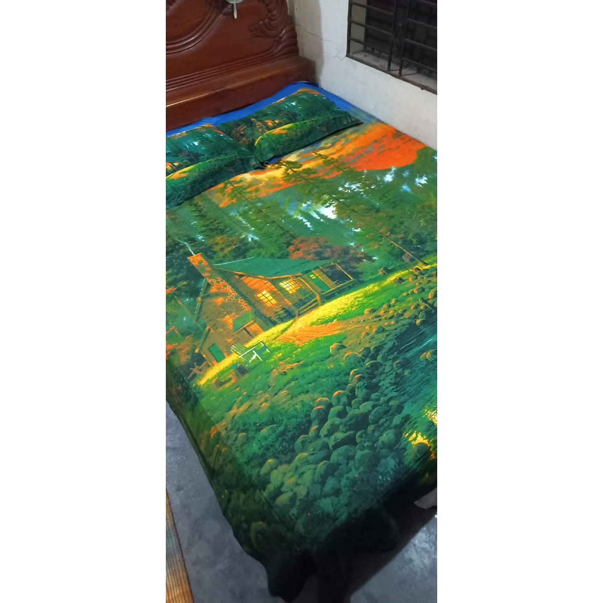Premium Digital Print Bisanar Cador - Large Size for Your Box Khat - King Size Bed Sheet with 2 Pillow Covers - Cotton Bedsheet - Vibrant Paka Rong