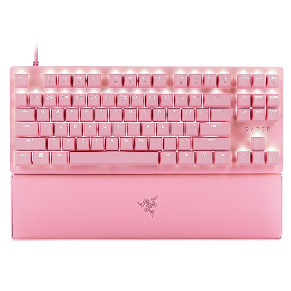 Razer V2 87 key RGB mechanical keyboard with wrist rest - pink