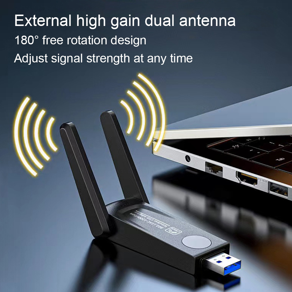 1200Mbps USB 3.0 Wireless Network Card Dual Band 2.4G 5Ghz WiFi Adapter Dual Antenna Lan Ethernet Adapter for Desktop Laptop. 