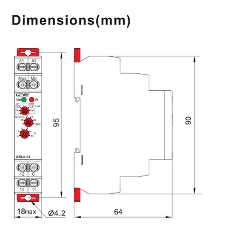 GEYA GRL8-02 Liquid Control Relay Level Control Relay 10A ACDC24V-240V Wide Range Voltage Water Pump Relay. 