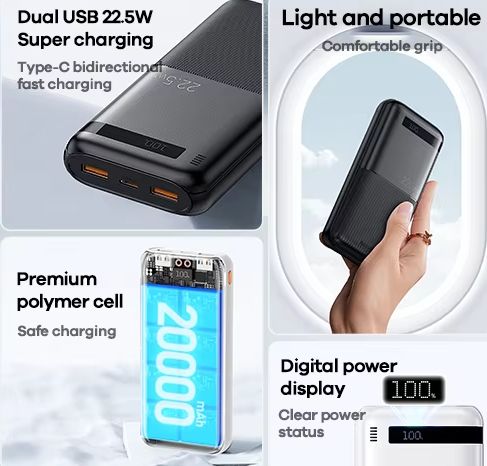 REMAX RPP-72 Piloteer Series 20000mAh PD+QC Fast Charging Power Bank(PD 20W+QC 22.5W) - Black. 