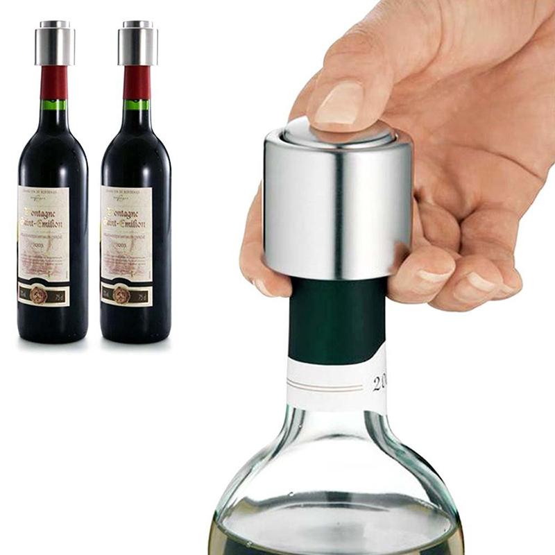 Stainless Steel Vacuum Sealed Bottle Stopper Preserver Pump Sealer Bar Stopper -