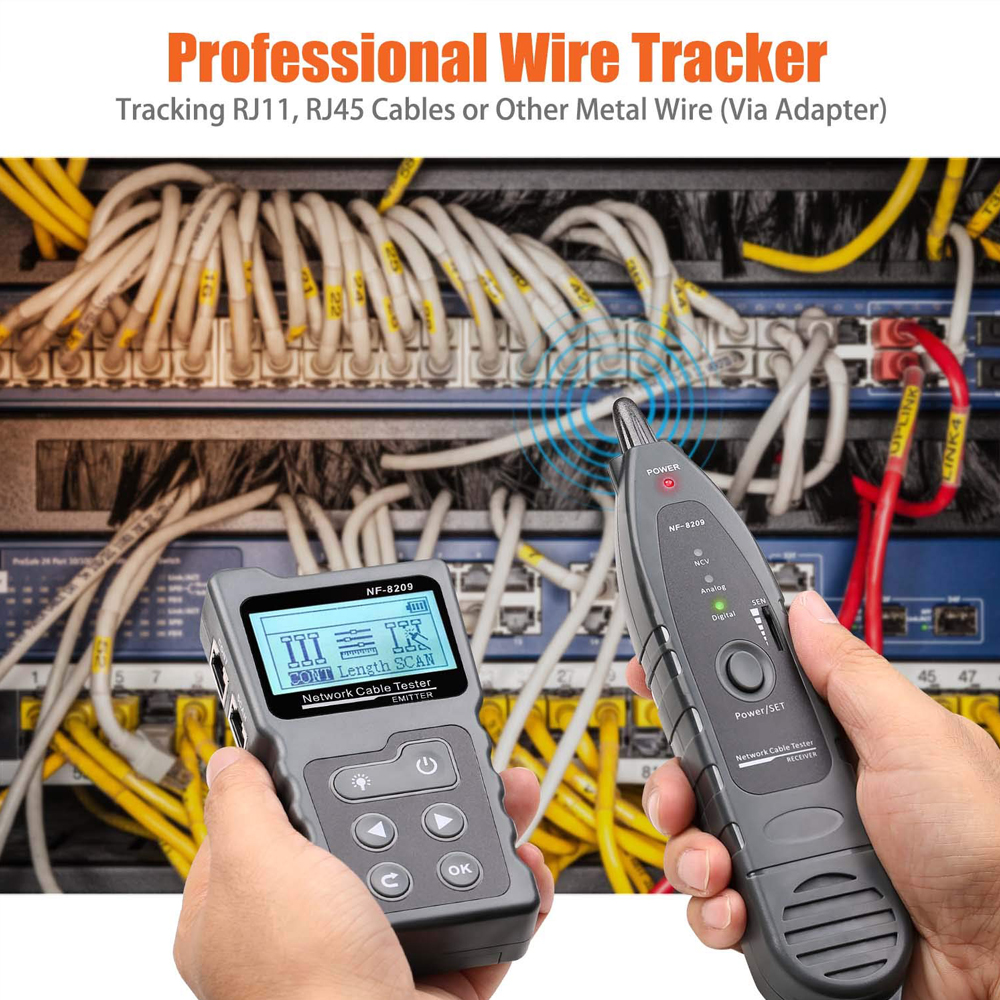 NOYAFA NF- 8209 Network Cable Tracker Cat5 Cat6 PoE Tester Detect Voltage Measure Fault Distance Cable Tester with NCV Lamp. 