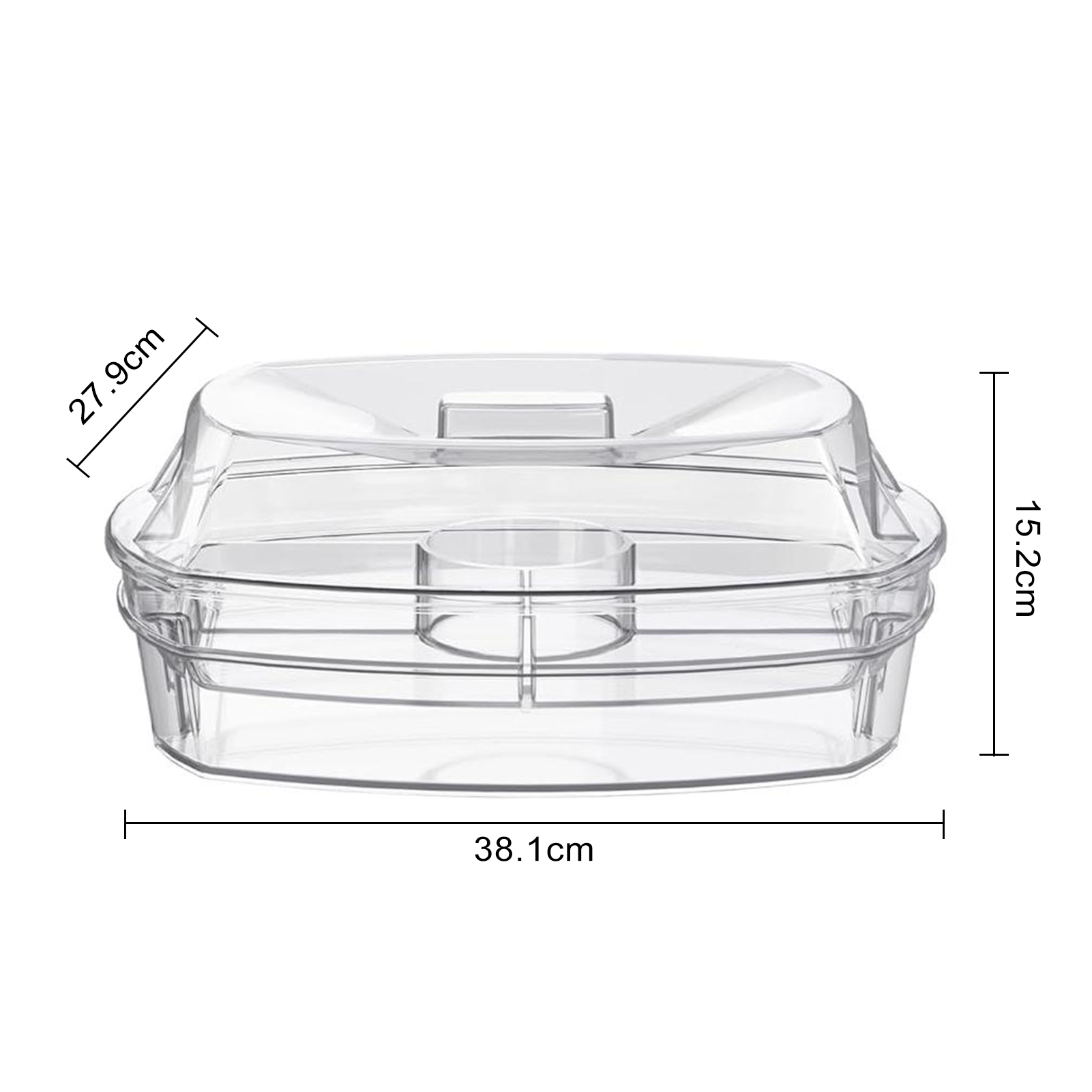Vividaea Divided Serving Dish 3-tier Party Platter with Ice Chilled Lid Perfect for Weddings Events Clear Serving Tray for Food Fruits Indoor/outdoor Use Elegant Banquet Tray. 