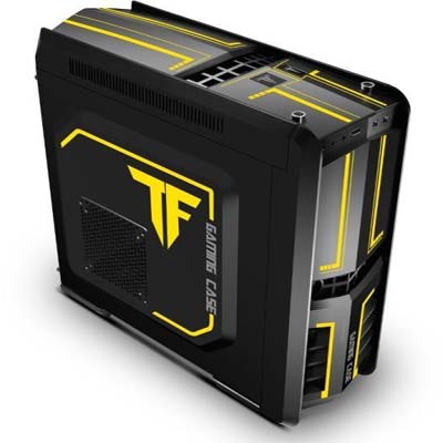 Segotep Chariot TF Mid Tower Gaming Computer Case Support ATX M-ATX ITX Motherboard - Black and Golden. 