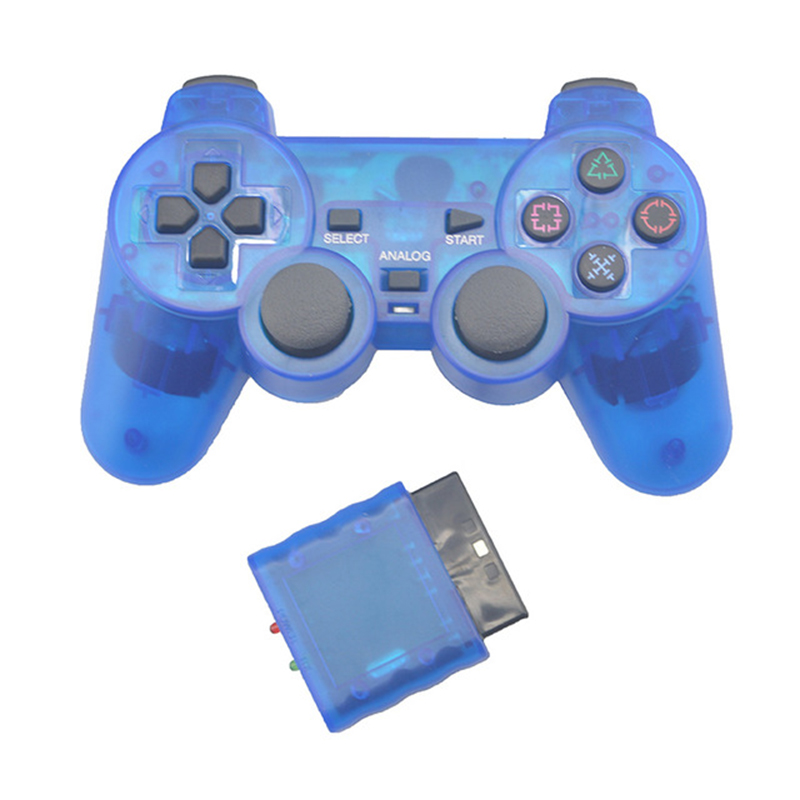Transparent Color Game Controller For Sony PS2 Wireless gamepad 2.4GHz Vibration Controle Gamepad for Playstation 2. 