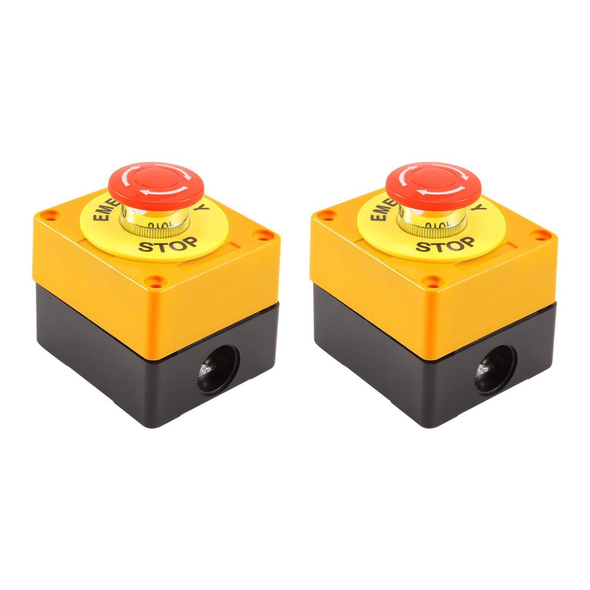 2Pcs Red Mushroom Emergency Stop Shut Off Push Button Switch No