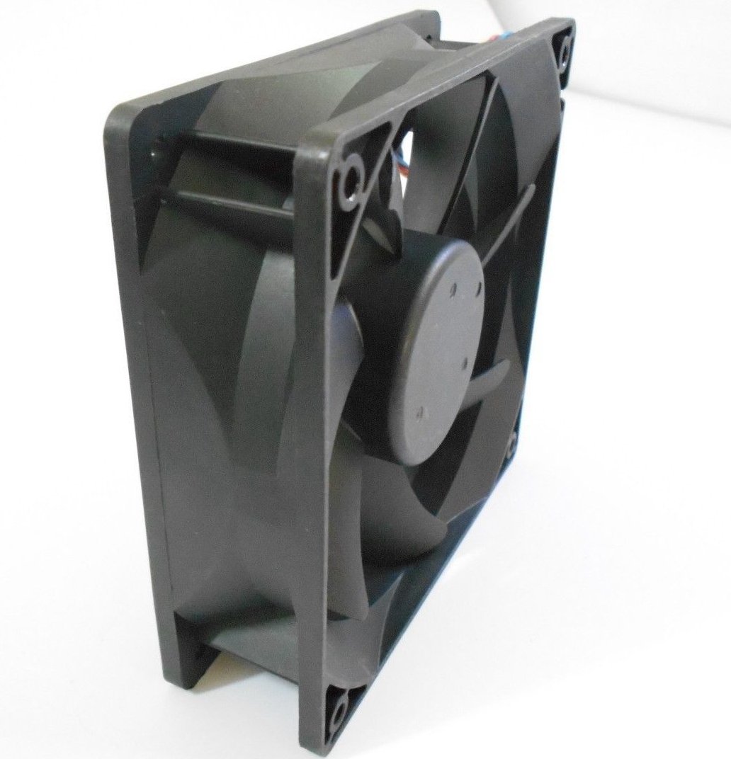 FOXCONN DC Brushless Fan PV123812DSPF 01 P/N NN495 120mm x 38mm, 0.90 A, 12 V, 150 CFM, 4 wire, 5-pin connector. 